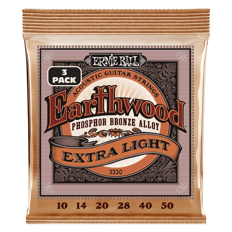 Ernie Ball 3550EB Extra Light Phosphor Bronze Acoustic Strings (3 Pack)