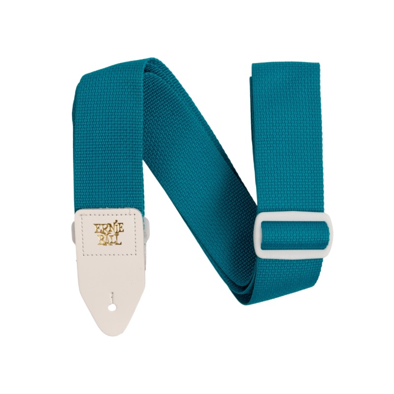 Ernie Ball 5349EB Polypro Guitar Strap (Teal & White) – 2″