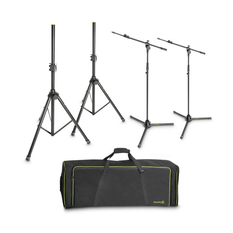 Gravity GR-GSSMSSET1 Set of 2 Speaker and 2 Microphone Stands in Transport Bag