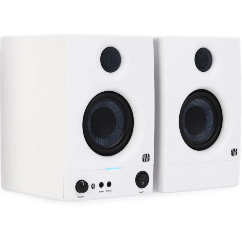 PreSonus ERIS 3.5BT 2nd Gen Powered Bluetooth Studio Monitors (White, Pair) – 3.5″