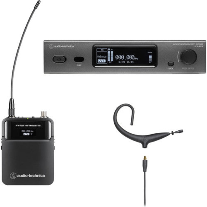 Audio-Technica ATW-3211/893x 3000 Series Wireless Omni MicroEarset Microphone System – Black, EE1: 530 to 590 MHz