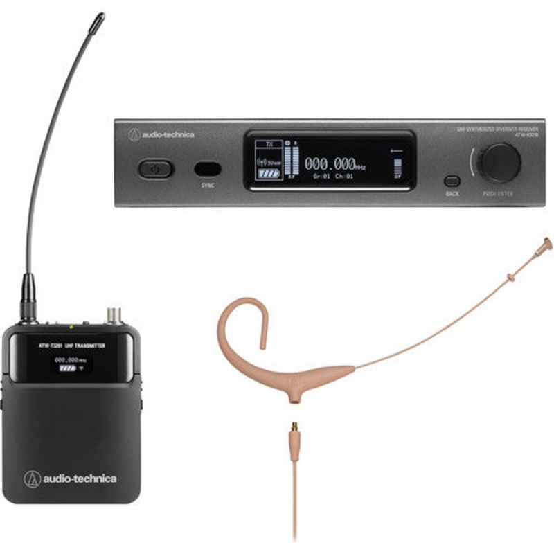 Audio-Technica ATW-3211/894xTH 3000 Series Wireless Cardioid Earset Microphone System – Beige, EE1: 530 to 590 MHz