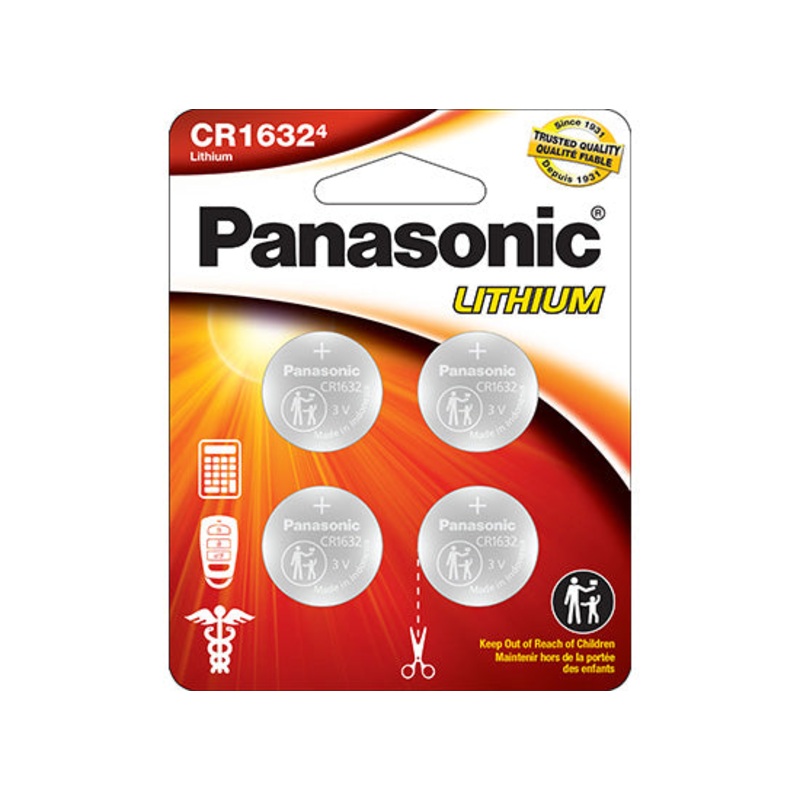 Panasonic CR1632PA4BL 3.0 Volt Lithium Coin Cell Batteries  4 Pack