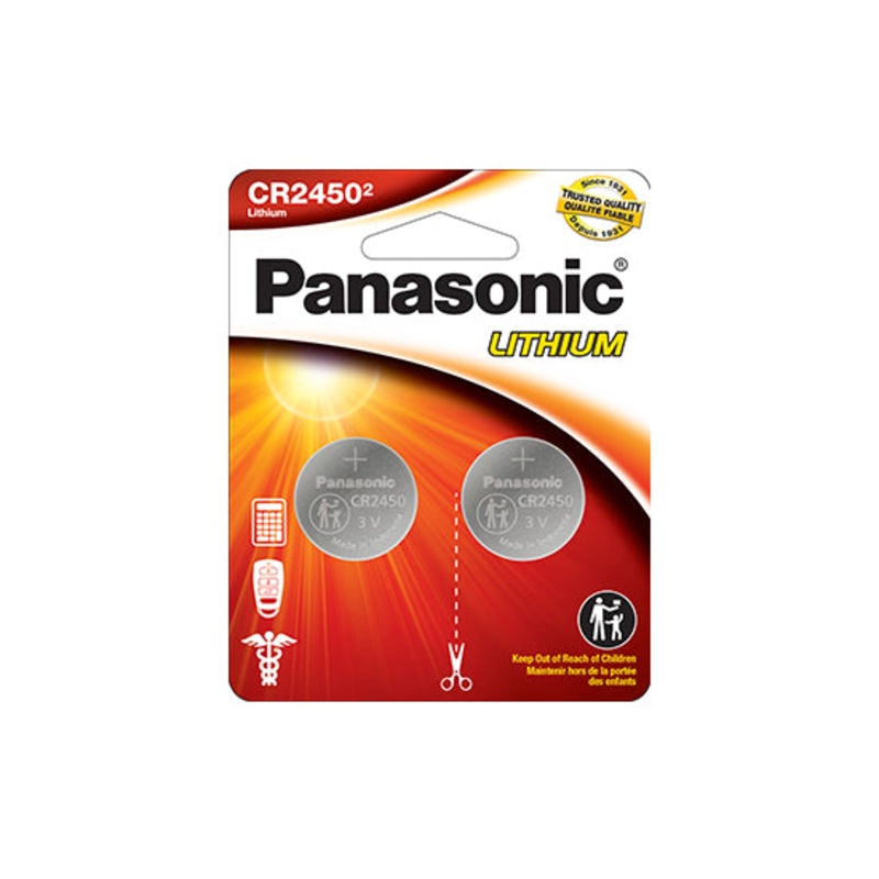 Panasonic CR2450PA2BL 3.0 Volt Lithium Coin Cell Battery – 2 Pack