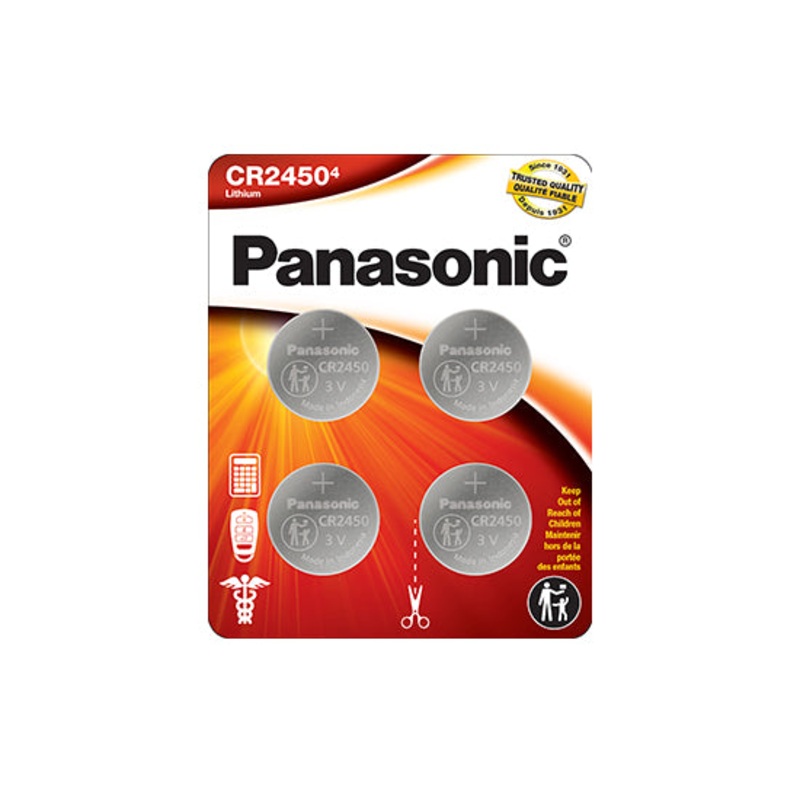 Panasonic CR2450PA4BL 3.0 Volt Lithium Coin Cell Battery – 4 Pack
