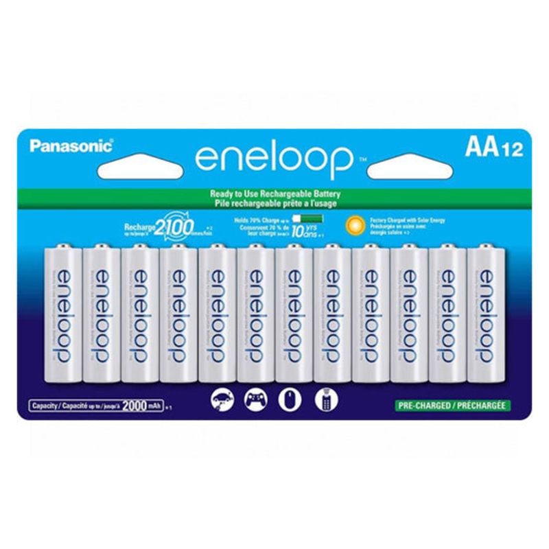Panasonic ENELOOP 2100 Cycle AA Ni-MH Precharged Rechargeable Batteries – 12 Pack