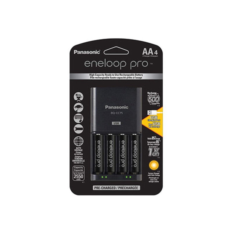 Panasonic KKJ75KHC4BA Advanced Quick Charger With USB Charging Port With High Capacity Ni-MH Precharged Rechargeable Batteries – 4x AA