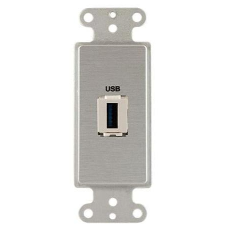 Covid D1146F-CA Keystone USB-3-AA Right Angled Wall Plate (Clear Anodized)