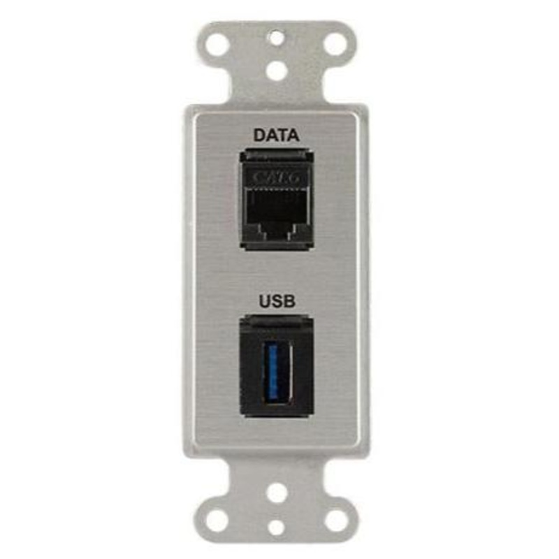 Covid D1233F-CA RJ45-CAT6, Keystone USB-3-AA Wall Plate (Clear Anodized)