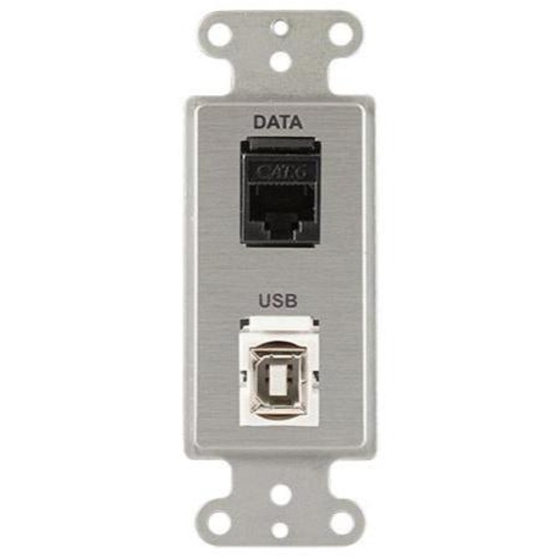 Covid D1234F-CA RJ45-CAT6, Keystone USB-2-BA Wall Plate (Clear Anodized)