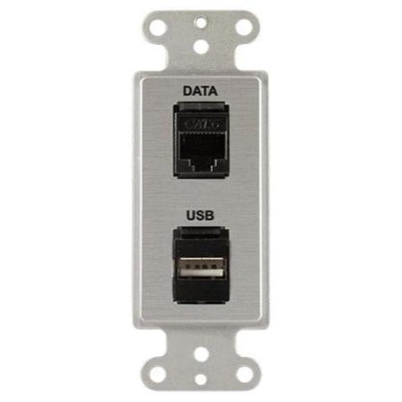 Covid D1236F-CA RJ45-CAT6, Keystone USB-2-AA Wall Plate (Clear Anodized)