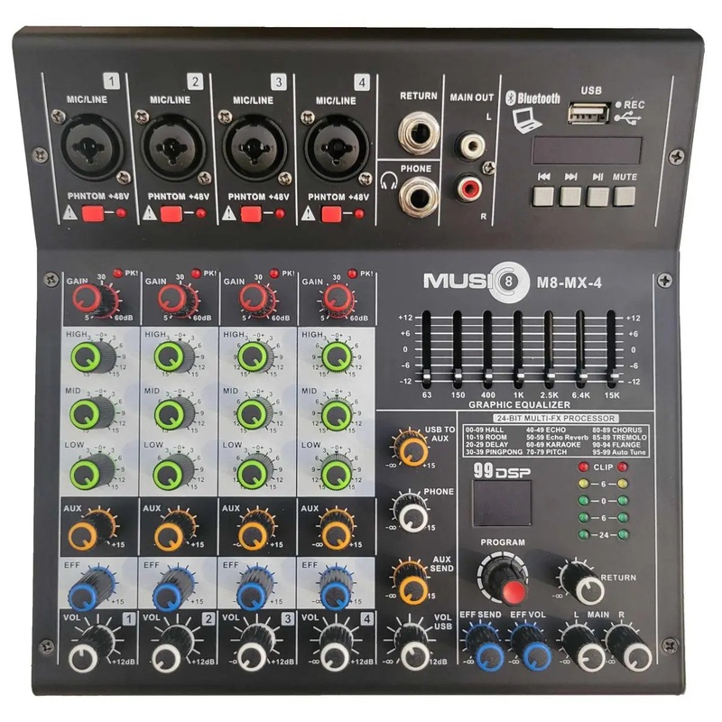 Music 8 MX-4 4-Input Mixer Audio Professional