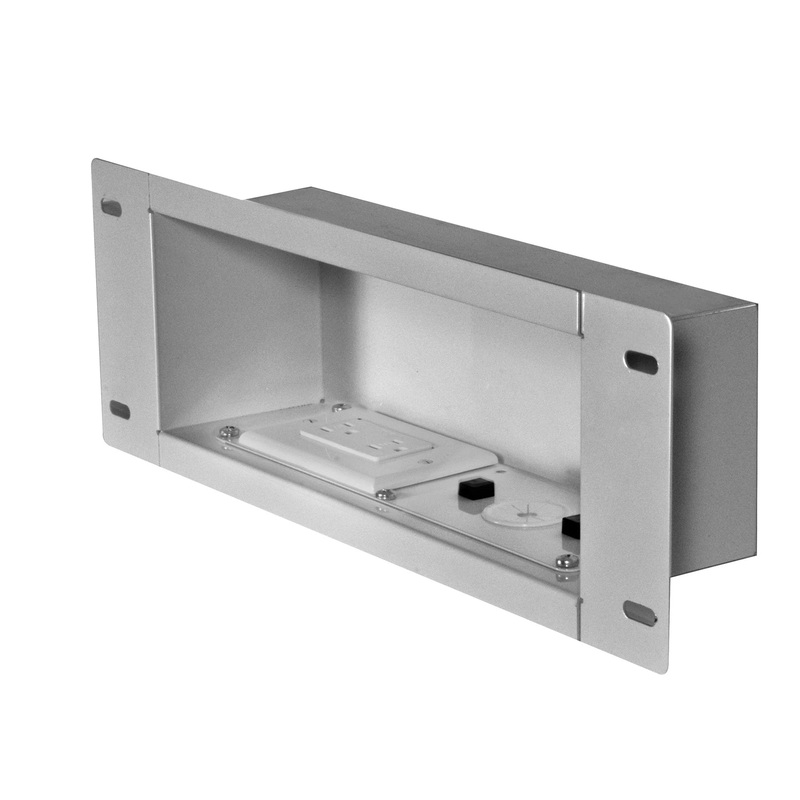Peerless-AV IBA3AC-W Cable Managementand Power Storage Accessory Box With Surge Protected Duplex Receptacle (White)