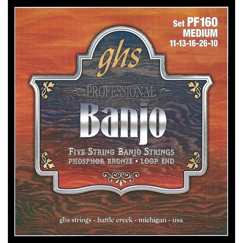 Ghs PF160 Phosphor Bronze 5 String Banjo Medium Loop End