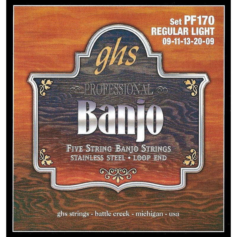 Ghs PF170 Banjo 5 String Stainless Regular Light Loop .009 – .020