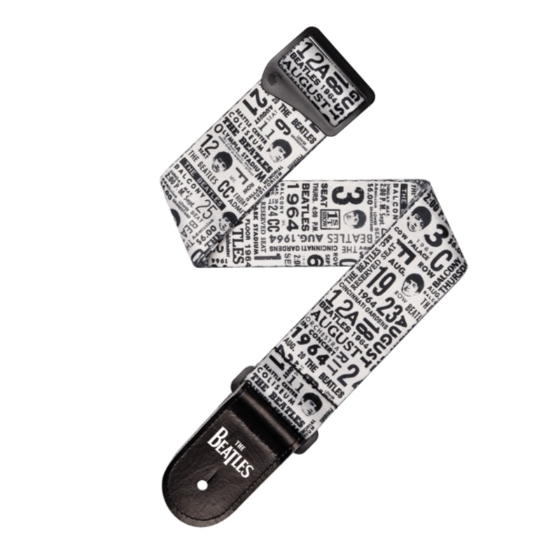 D’Addario 50BTL13 The Beatles Guitar Strap (1964 Tour, Ticket Stubs Black and White)