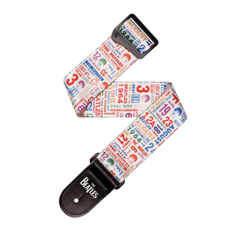 D’Addario 50BTL14 The Beatles Guitar Strap (1964 Tour, Ticket Stubs Multi-Color)