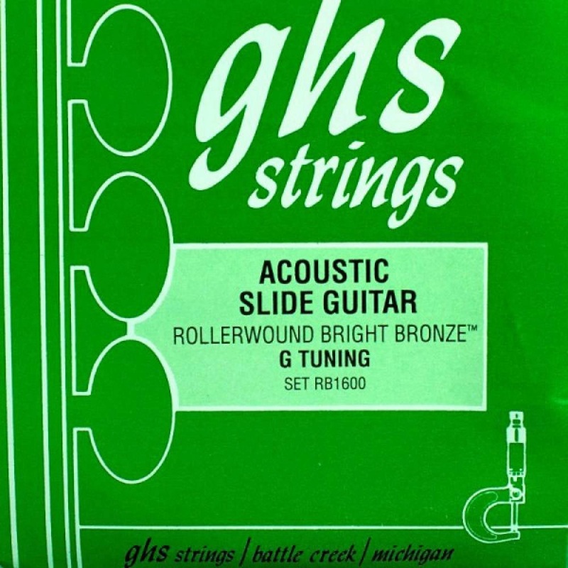 Ghs RB1600 Bright Bronze Rollerwound Acoustic Slide Guitar Strings – G Tuning