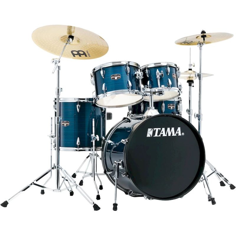 Tama IE50C Imperialstar 5 Piece Complete Drum Set With Snare Drum And Meinl Cymbals (Hairline Blue)