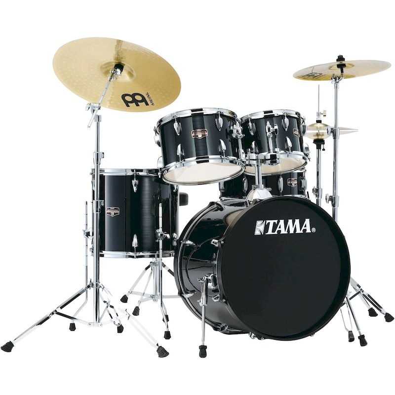 Tama IE50CHBK Imperialstar IE50C 5-piece Complete Drum Set with Snare Drum and Meinl Cymbals – Hairline Black