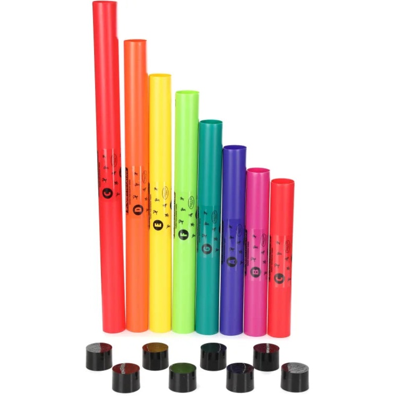 Boomwhackers BWDGOC8 C Major Diatonic Set with 8 Octavator Caps – 8 Pack