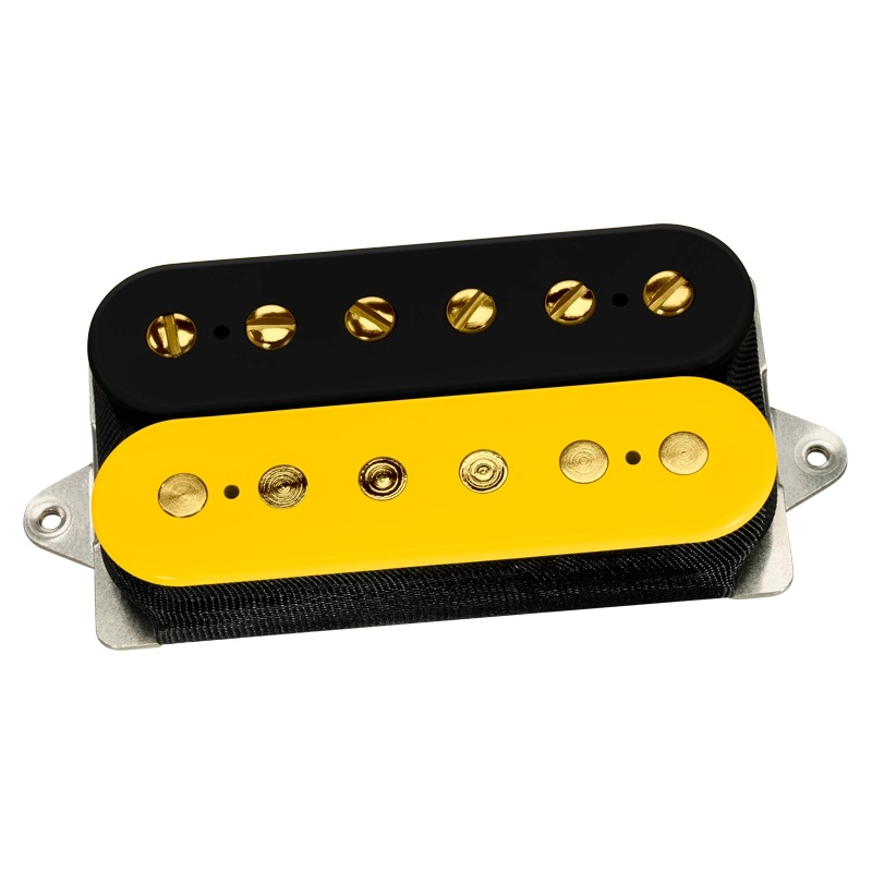 DiMarzio DP224F Andy Timmons AT-1 F-Spaced Humbucker (Black/Yellow With Gold Poles)