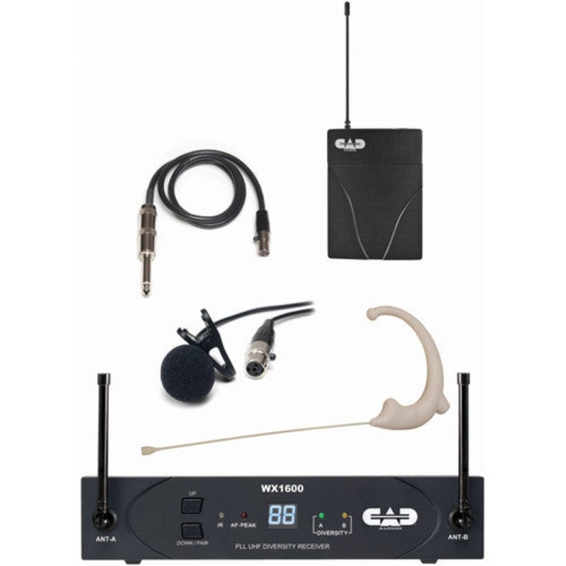 CAD WX1610G Wireless Bodypack System with Lavalier, Earworn Mic, and Guitar Cable (G: 542 to 564 MHz)