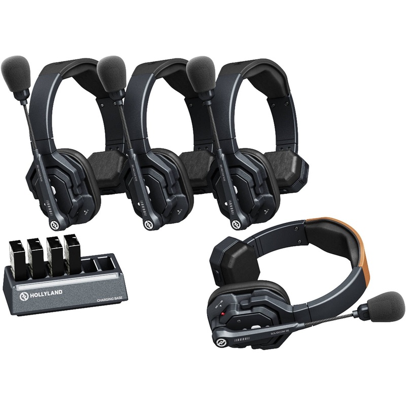Hollyland SOLIDCOM SE-4S GLOBAL VERSION 4 Person Single Ear Noise Canceling Headset Intercom System (2.4 GHz)