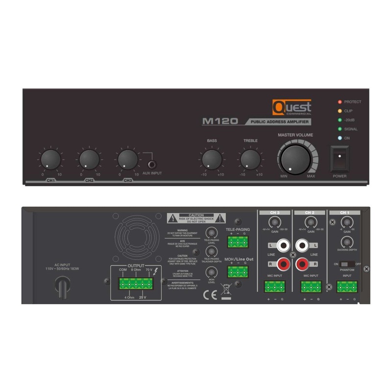 Quest M120 Compact Mixer Amplifier – 120W