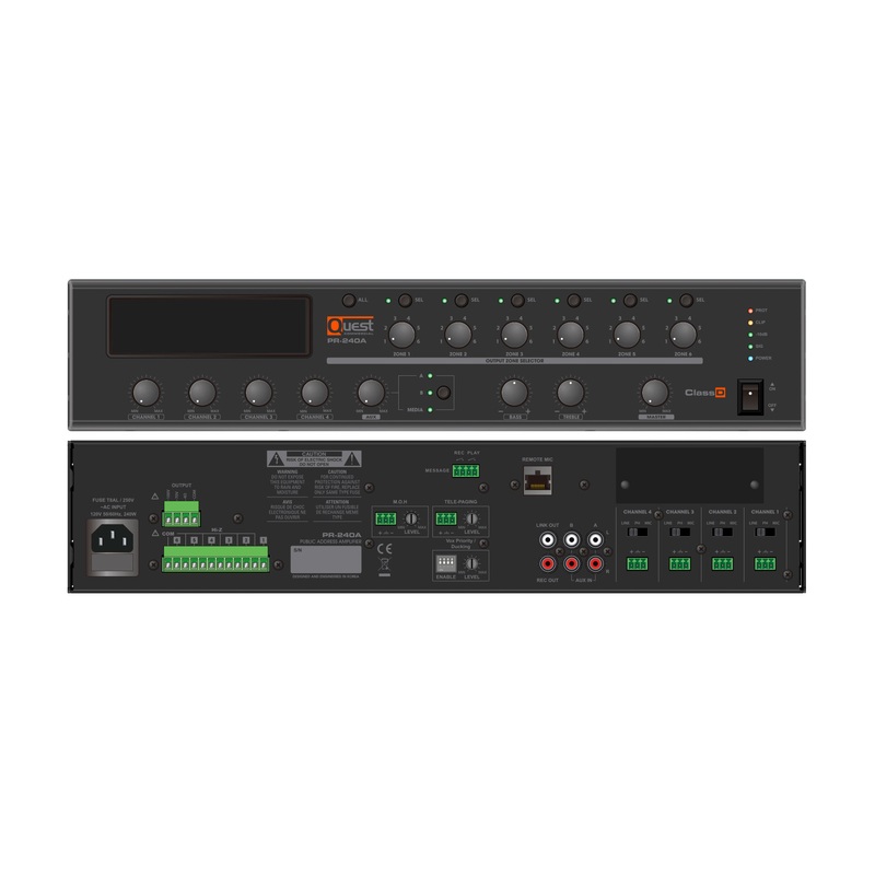 Quest PR-240A 6 Zone Commercial Mixer Amplifier – 240W