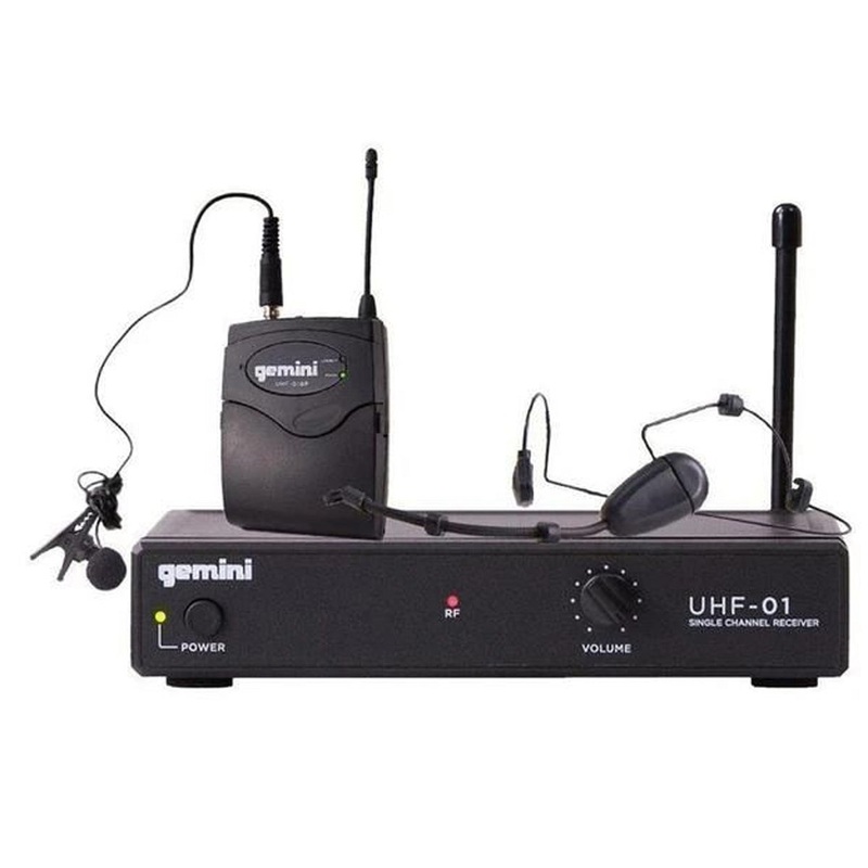 Gemini UHF-01HL-F4 Single Channel UHF Wireless Headset/Lavalier Microphone System – 537.2MHz