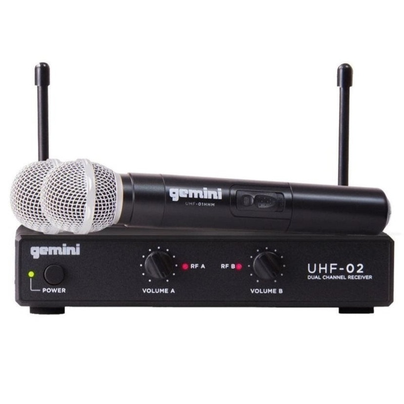 Gemini UHF-02M-S34 Dual Channel UHF Wireless Handheld System with 2 Microphones – 533.7+537.2
