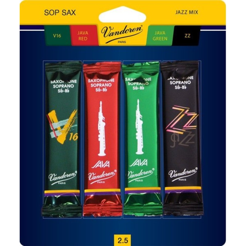 Vandoren SRMIXS25 Soprano Sax Jazz Reed Mix Card – 2.5