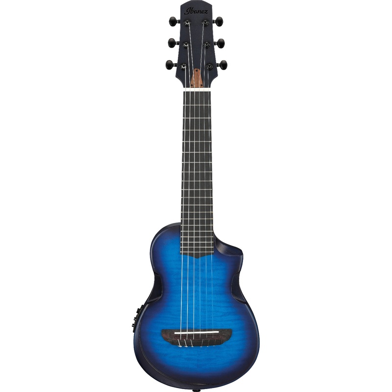 Ibanez AUP10FMNETBO Short Scale Acoustic Guitar with Bag (Transparent Blue Sunburst Open pore)