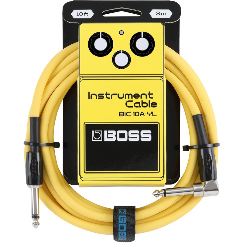 Boss BIC-10A-YL Straight To Right-Angle 1/4″ Instrument Cable (Yellow) – 10″