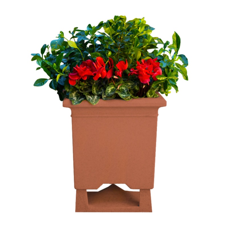 Rockustics SQUAREROOT-6.5-TC-T Outdoor Square Plant Speaker with Transformer (Terra Cotta) – 6.5″