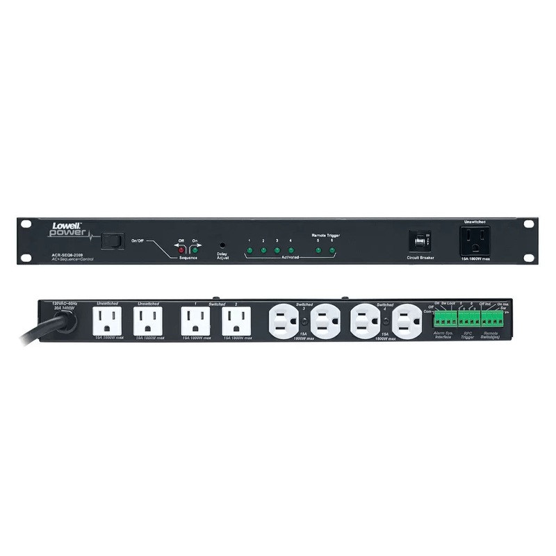 Lowell ACR-SEQ6-2009 PDU with 9 15A Outlets 20A Rating Sequencer Remote Circuitry