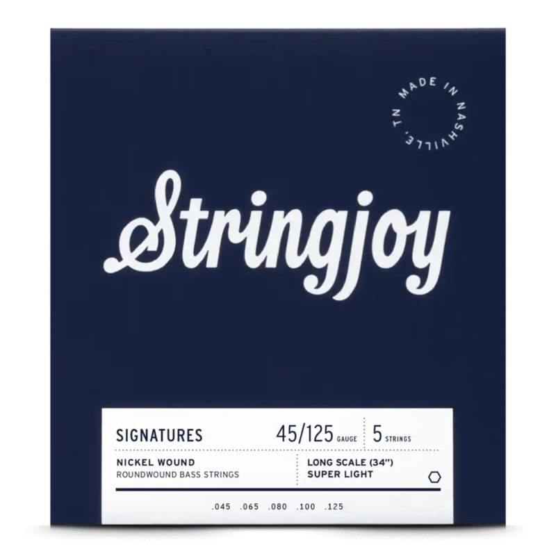 Stringjoy SJ-BA45125LS 5 Electric Bass Strings Super Light – 45-125