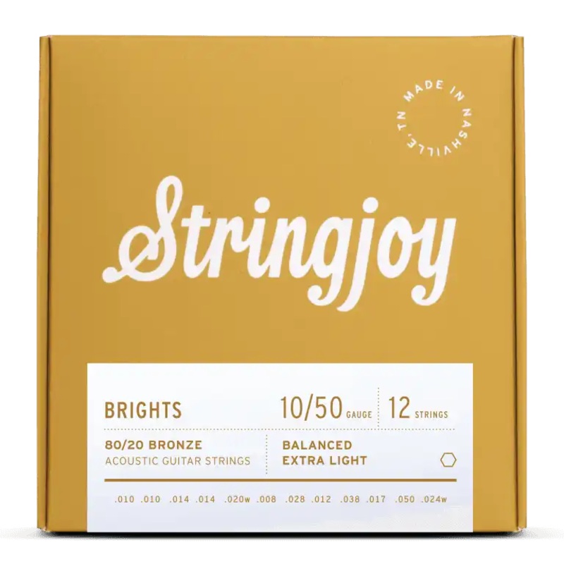 Stringjoy SJ-BB1024 12 Acoustic Guitar Strings Extra Light – 10-50