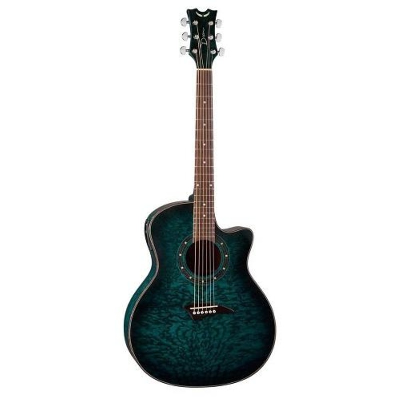 Dean EXOTICA QUILT ASH Acoustic Electric Guitar (Transparent Blue Satin)