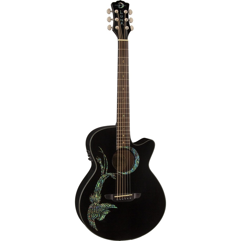Luna FAU PHX BLK Fauna Phoenix Acoustic/Electric Guitar (Classic Black)