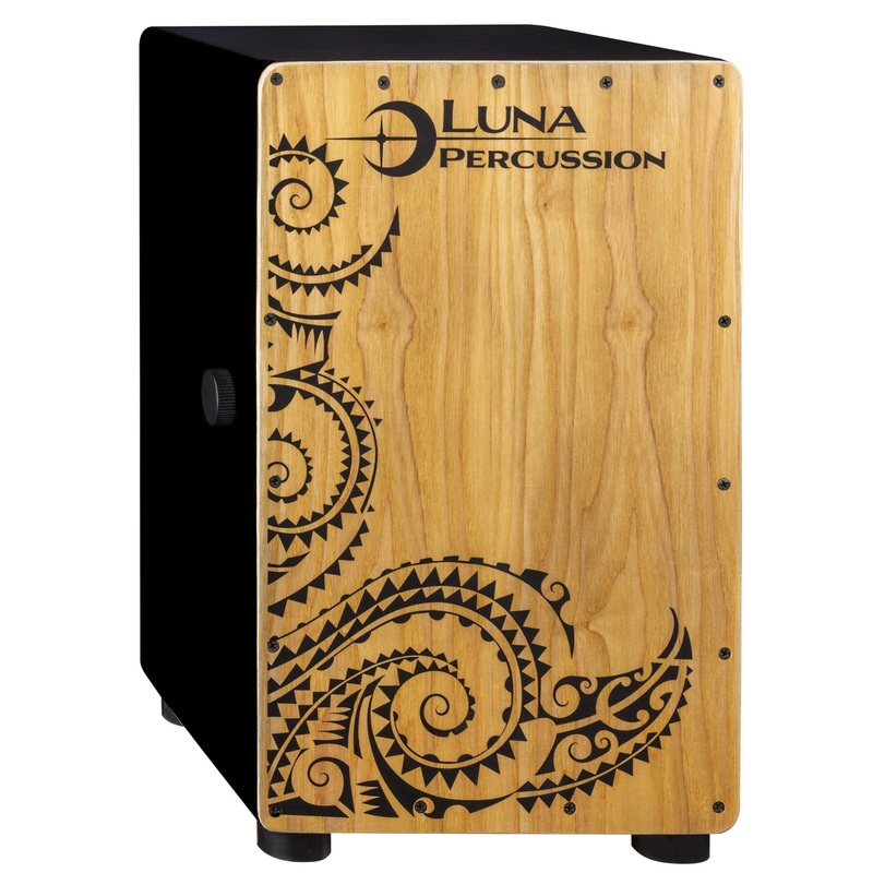 Luna LPC BLK Tattoo Cajon (Satin Black With Ash Front)