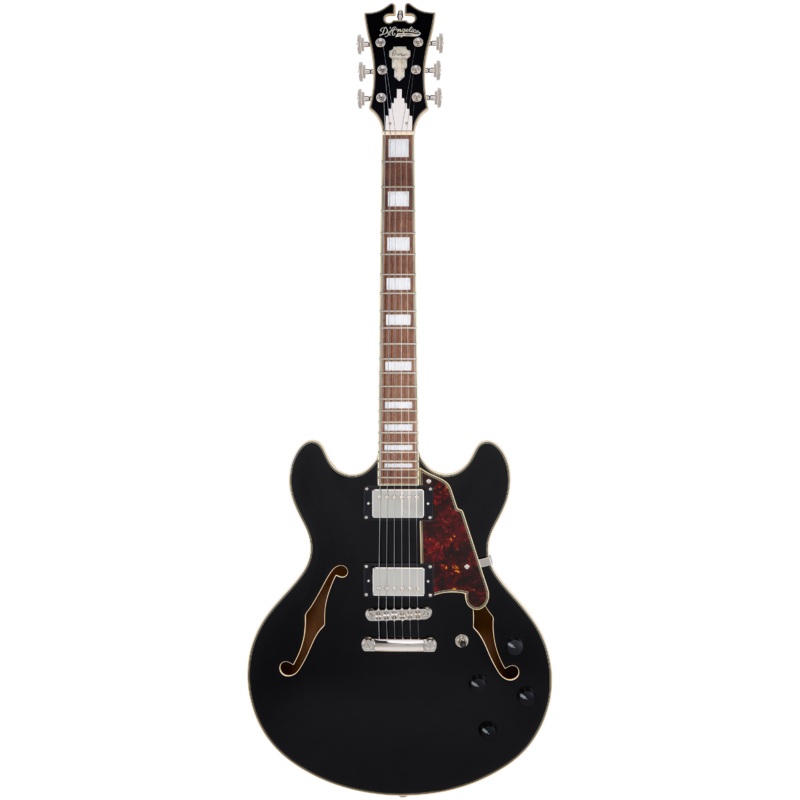D’Angelico PREMIER DC Semi-Hollow Electric Guitar (Solid Black)