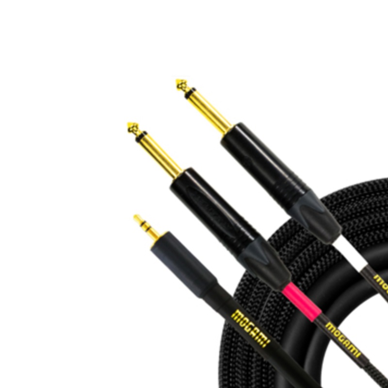 Mogami Gold 3.5 2 TS – 06′  3.5mm TRS to Dual 1/4 TS with Mono Phone Plugs