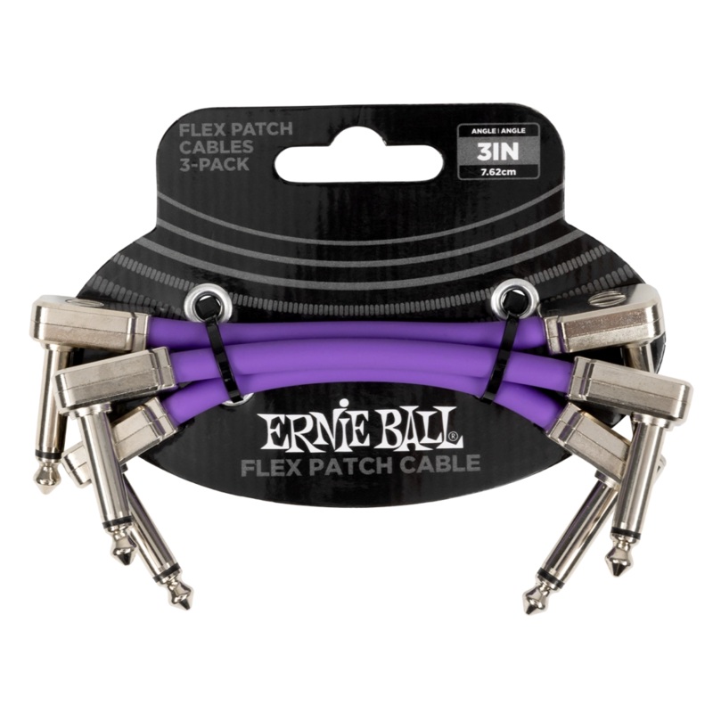 Ernie Ball 6451EB Flex Patch Cable (Purple, Pack of 3) – 3″