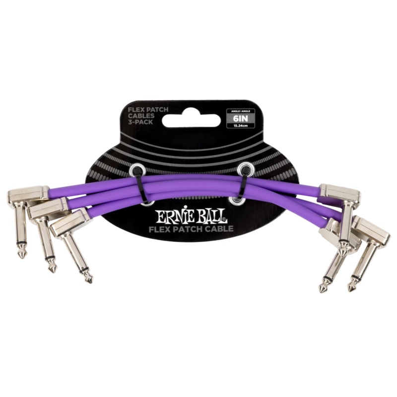 Ernie Ball 6452EB Flex Patch Cable (Purple, Pack of 3) – 6″