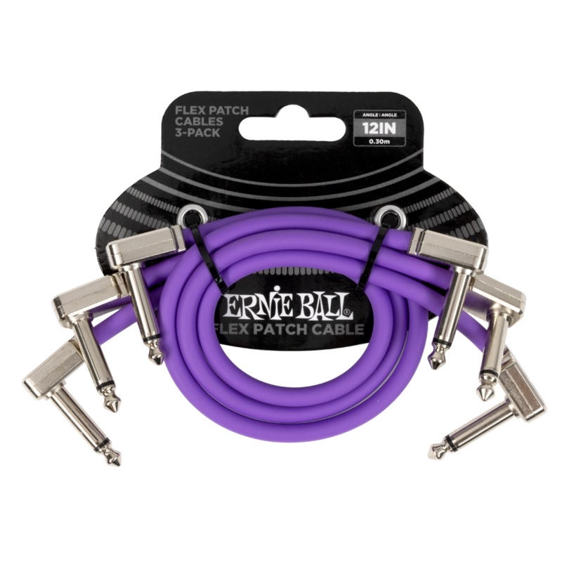 Ernie Ball 6453EB Flex Patch Cable (Purple, Pack of 3) – 12″