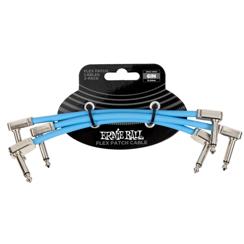 Ernie Ball 6460EB Flex Patch Cable (Blue, Pack of 3) – 6″