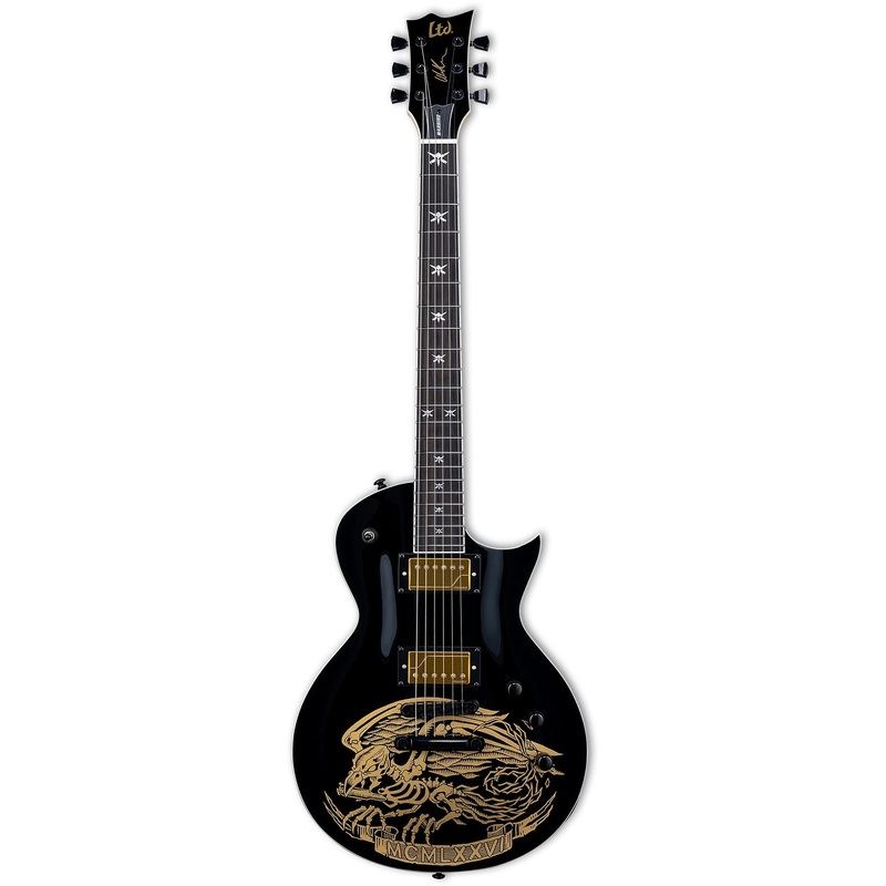 ESP LWAWARBIRDBLKG Will Adler Signature Electric Guitar (Black with Gold Warbird Graphic)