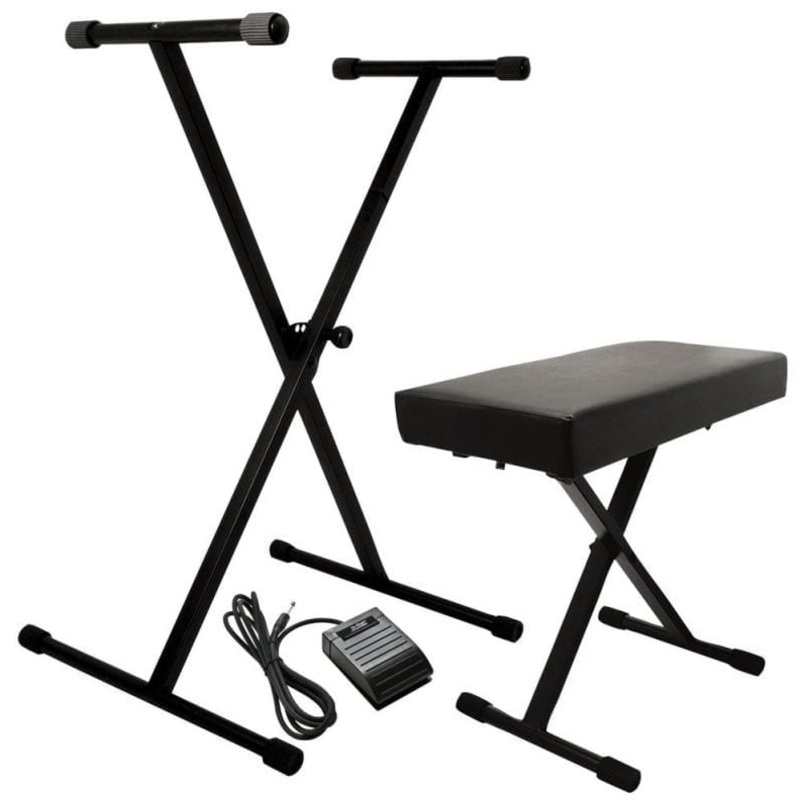 On-Stage KPK6520-BB Keyboard Stand and Bench Pack With Keyboard Sustain